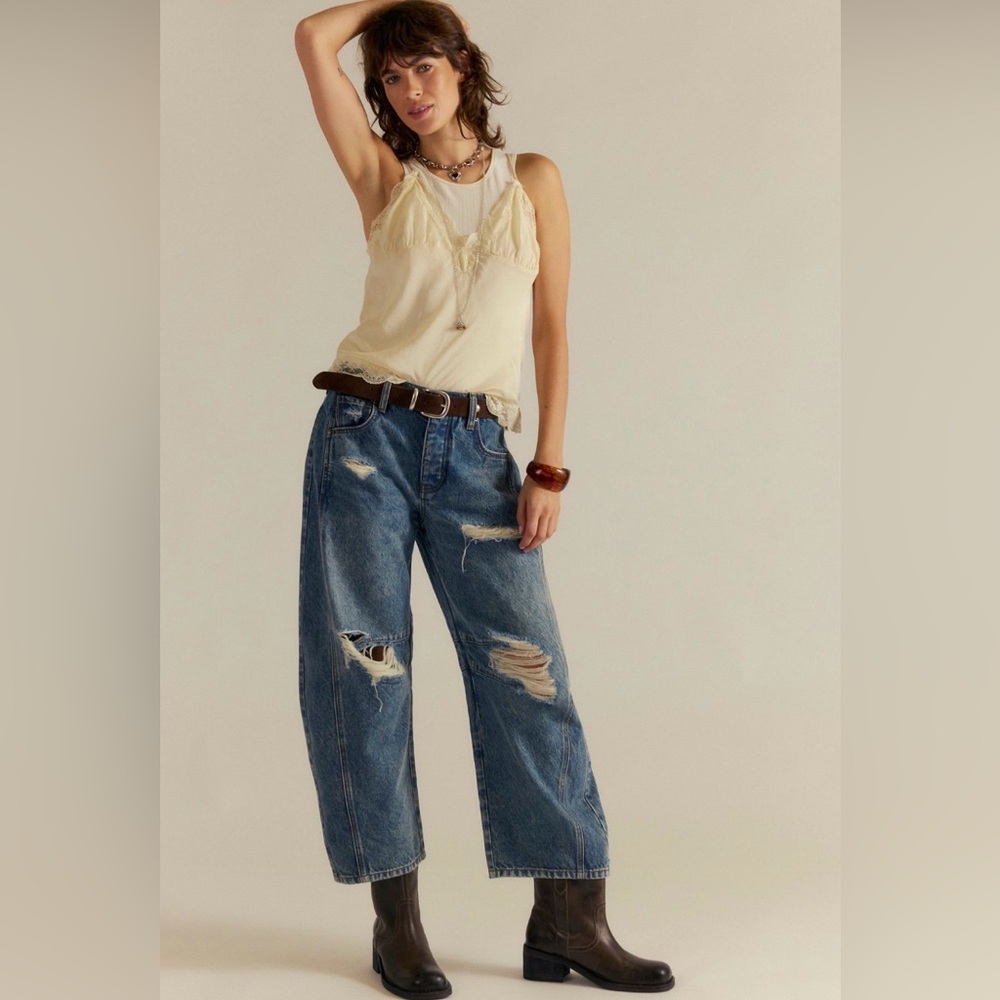 We The Free Good Luck mid rise barrel jeans size 32